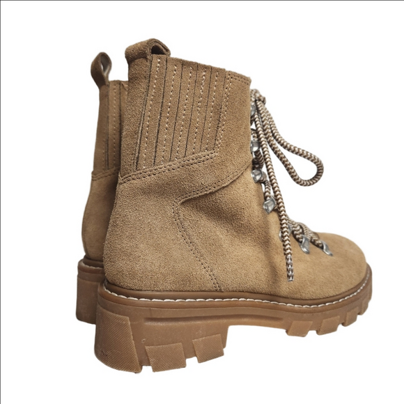 Women's Ankle Boots Lug Sole Hiker Tan Suede Leather Lace-up GABBIE SPLENDID - Picture 6 of 15